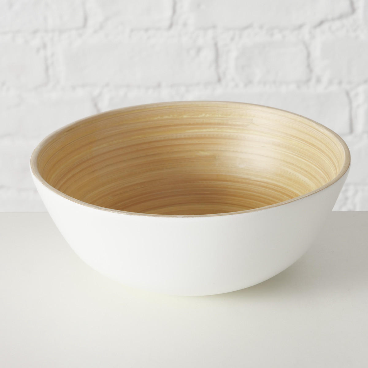 SCHÜSSELN Bambo Ø 7-10 cm 2er-Set - Weiß, Naturmaterialien (25cm) - Boltze Home