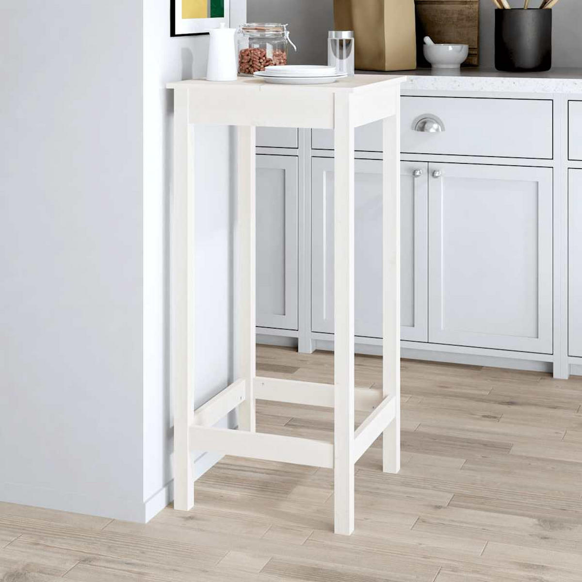 BARTISCH Weiß 50x50x110 cm Massivholz Kiefer - Weiß, Holz (50/50/110cm) - furnicato