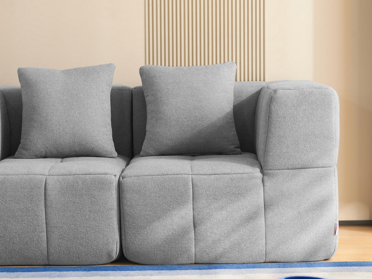 2-SITZER-SOFA Bouclé-Stoff Wolkengrau - Grau, Textil (180/73/95cm) - MILYsofa