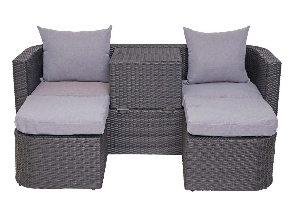 LOUNGE-SET Anthrazit, Hellgrau - Anthrazit/Hellgrau, Holz - MCW