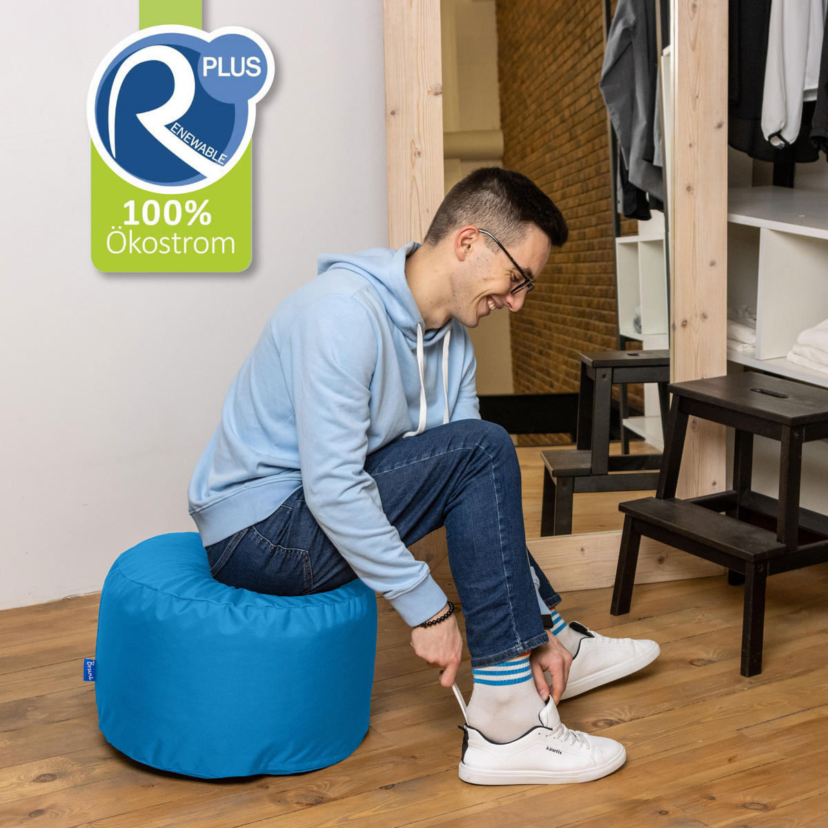 SITZPOUF L blau - Blau, Textil (500/300/500cm) - Bruni