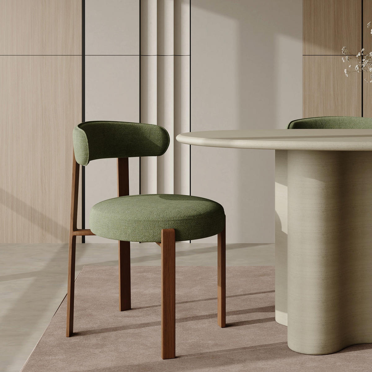 ESSZIMMERSTUHL Chenille-Samt Khakigrün 51cm - Olivgrün/Grün, Textil (51/79.5/54.5cm) - Sia Home