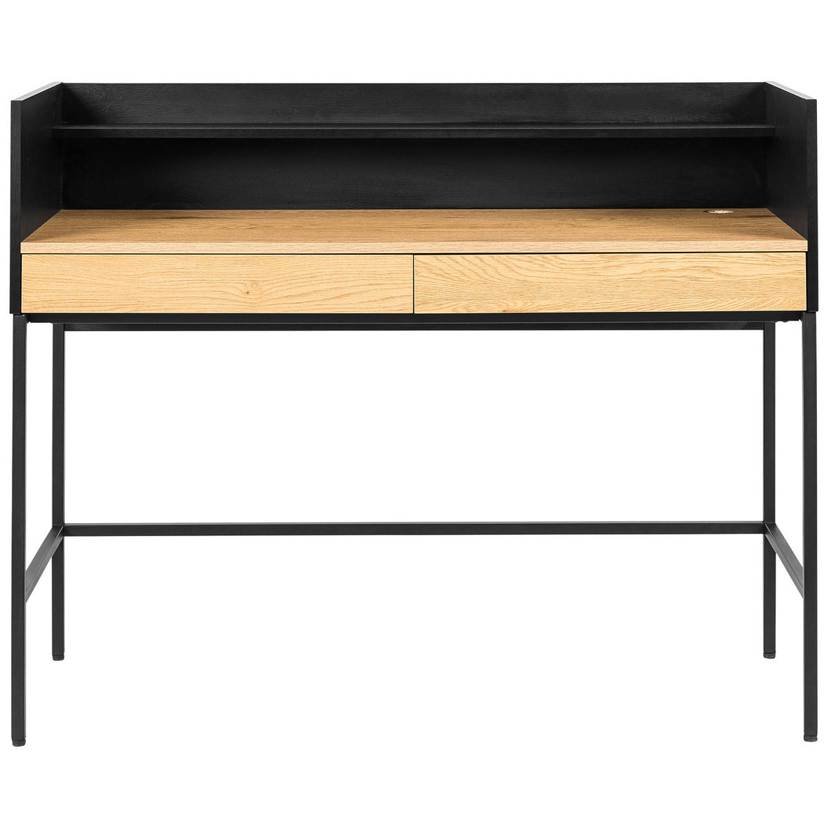 SCHREIBTISCH Arthur Holz und Schwarz - Braun, Holzwerkstoff (120/50/89cm) - Happy Garden