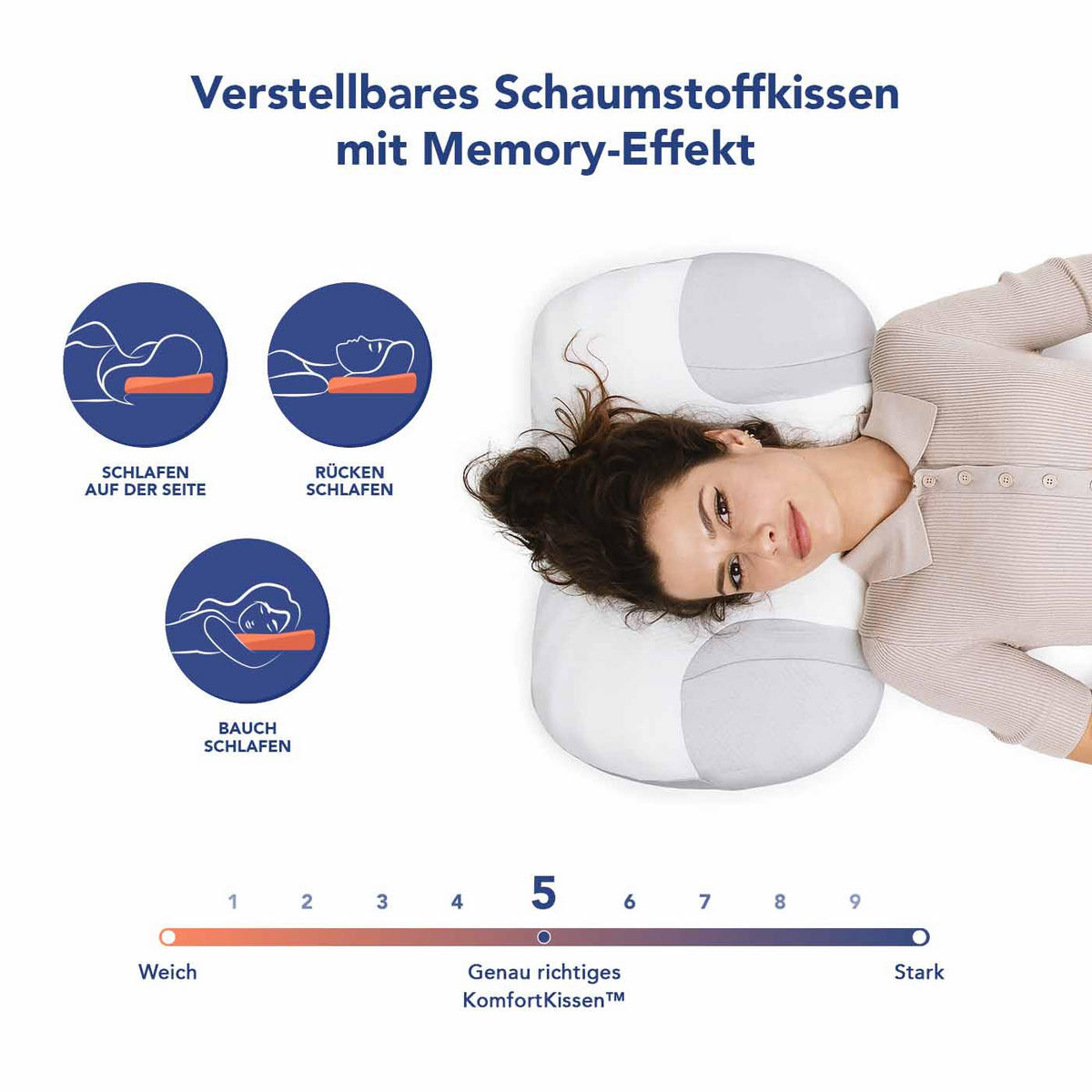 SEITEN- UND RÜCKENSCHLÄFERKISSEN - Grau, Textil (63/38cm) - KomfortKissen