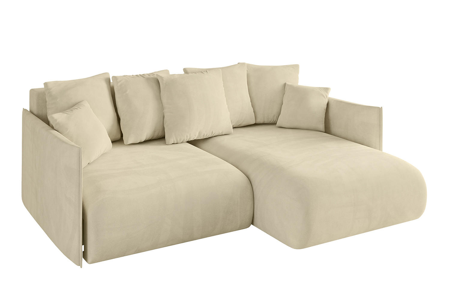 ECKSOFA Ottomane rechts ONESK-L 216x177x72 Beige Velours - Taupe/Beige, Holzwerkstoff/Kunststoff (177/216cm) - ALTDECOR