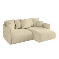 ECKSOFA Ottomane rechts ONESK-L 216x177x72 Beige Velours - Taupe/Beige, Holzwerkstoff/Kunststoff (177/216cm) - ALTDECOR