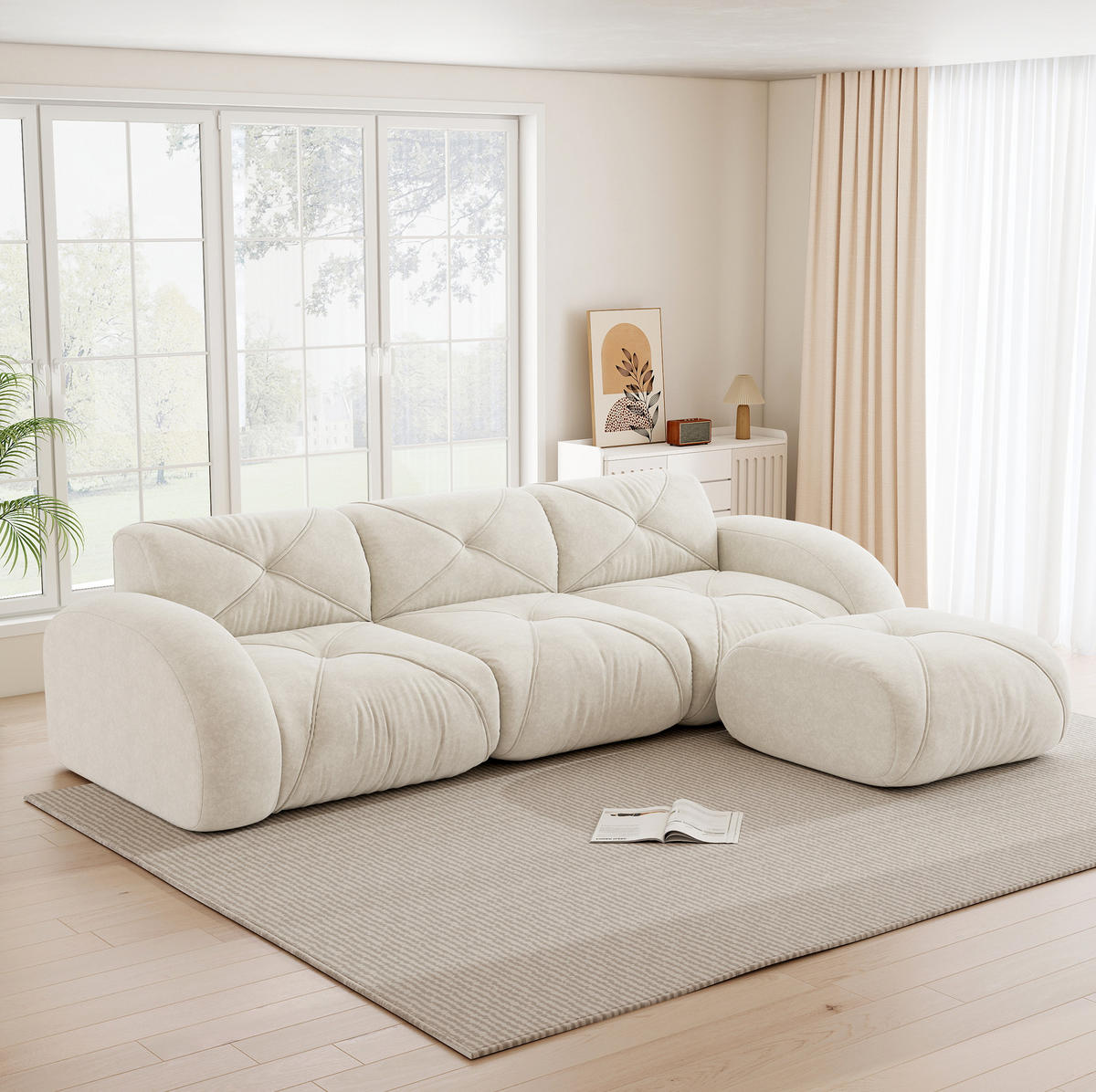 MODULSOFA aus Chenille White - Weiß, Kunststoff (171/281cm) - Meubliv