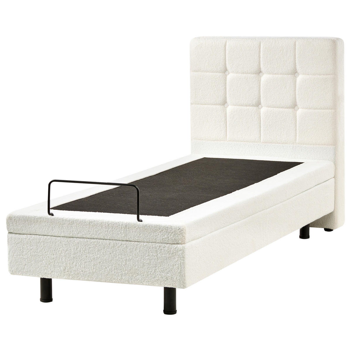POSTELJA nastavljiva 80/200 bouclé kremasto bela Duke - krem, tekstil (80/200cm) - Beliani