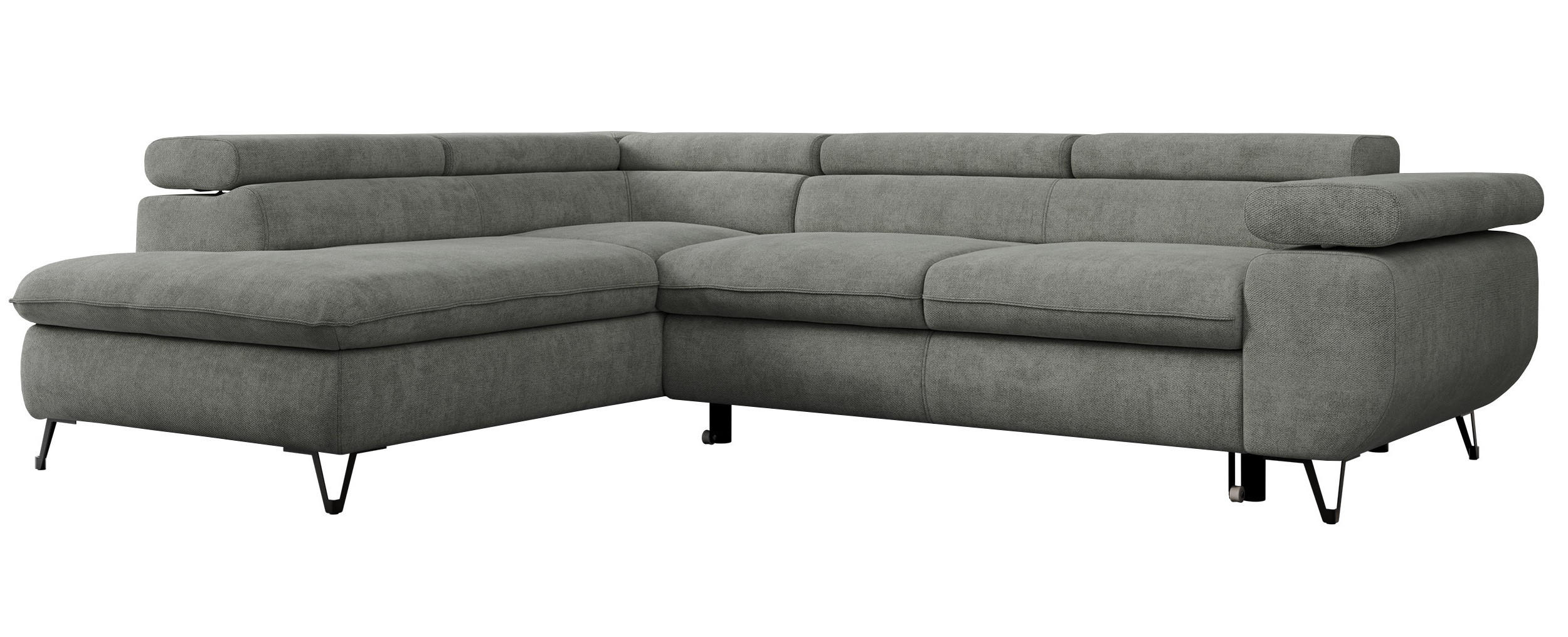 ECKSOFA PEDRO L Grau Struktur - Links Seite - Schwarz/Grau, Textil/Metall (208/273cm) - MKS