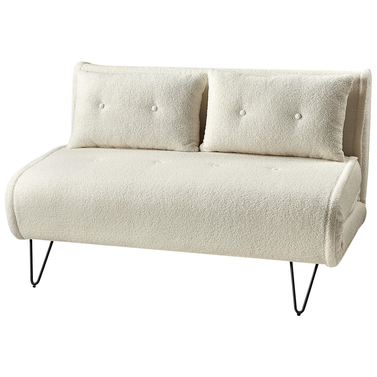 2-SITZER-SCHLAFSOFA Bouclé hellbeige/schwarz Vestfold - Beige/Schwarz, Textil (130/45/78cm) - Beliani
