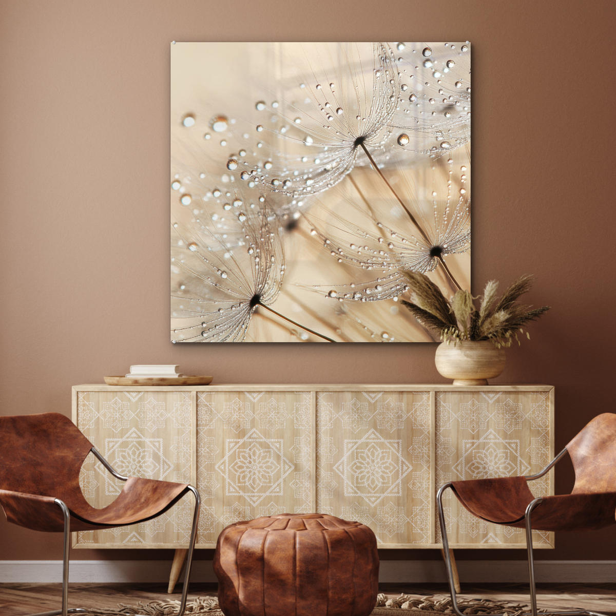 OBRAZ NA AKRYLOVOM SKLE Púpava - Abstraktné - Príroda - Béžová 90x90 cm - hnedá, sklo (90/90cm) - MuchoWow