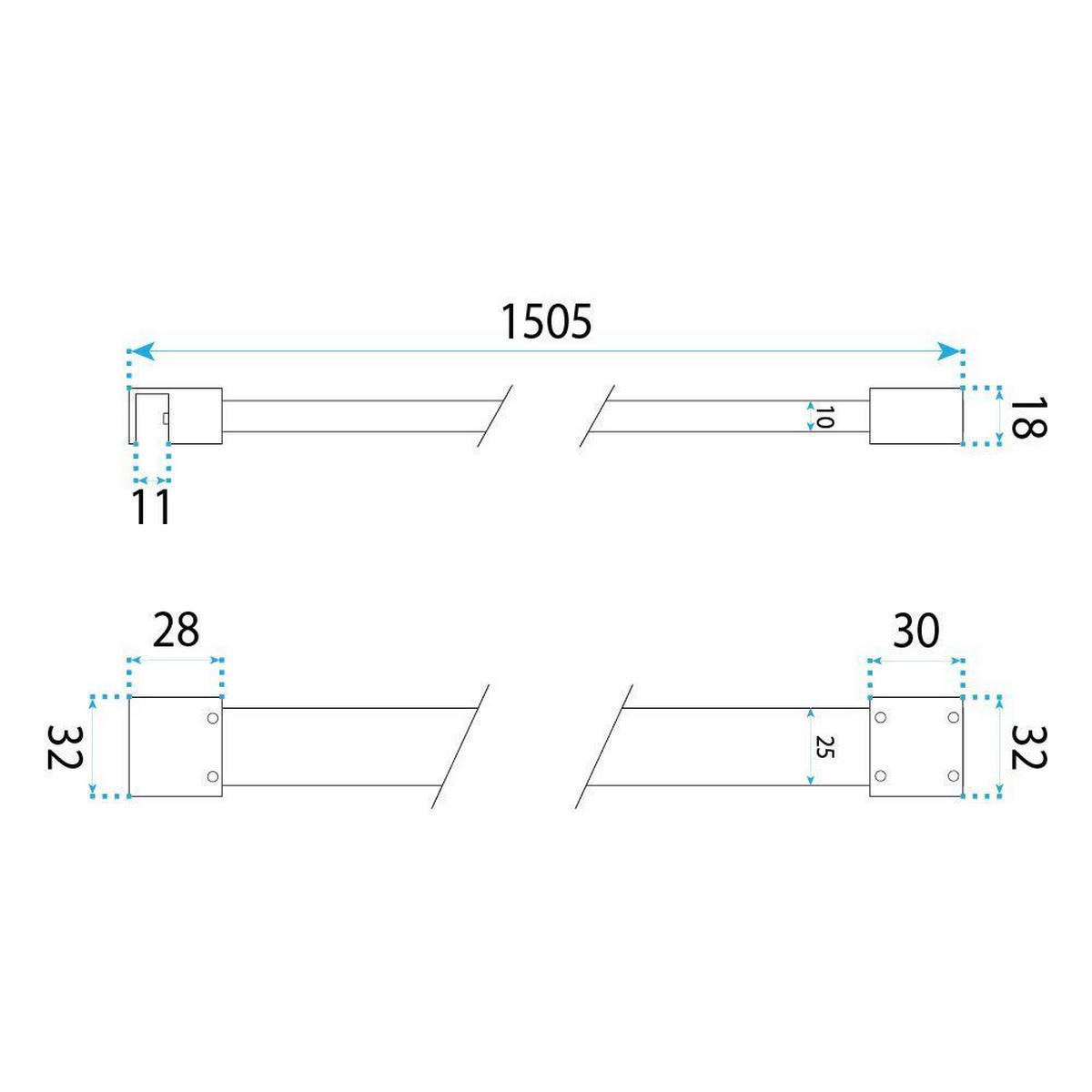 STABILISIERUNGSSTANGE Für Duschwand 150 Cm Rea Chrome - Chromfarben, Metall (3.2/150/3.2cm) - REA