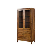 VITRINE Sheesham 100x45x200 braun lackiert ANCONA #135 - Braun, Holz (100/200/45cm) - Massivmoebel24