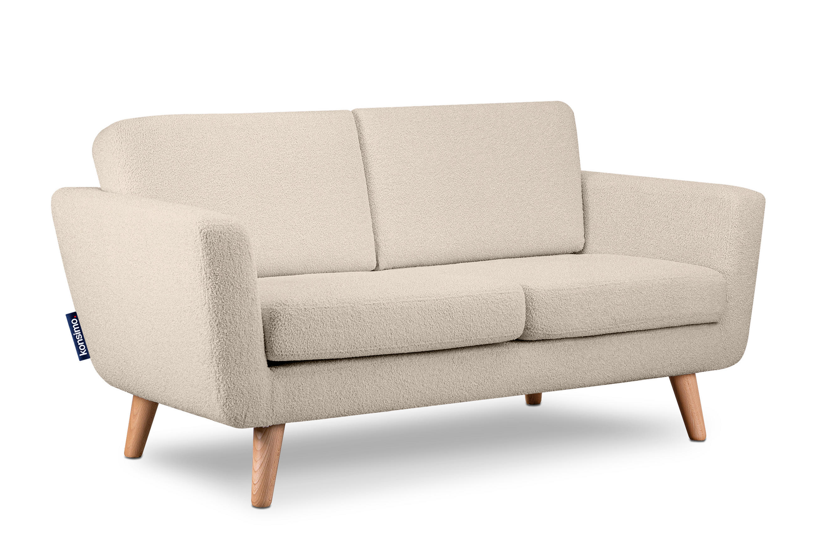 SOFA TAGIO mit Armlehnen, Creme - Creme/Braun, Buchenholz/Textil (153/80/84cm) - KONSIMO®