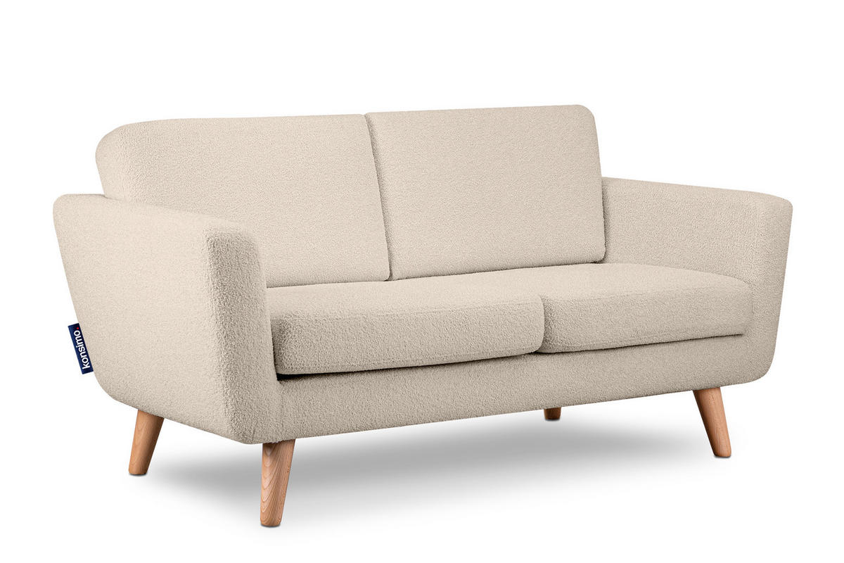 SOFA TAGIO mit Armlehnen, Creme - Creme/Braun, Buchenholz/Textil (153/80/84cm) - KONSIMO®