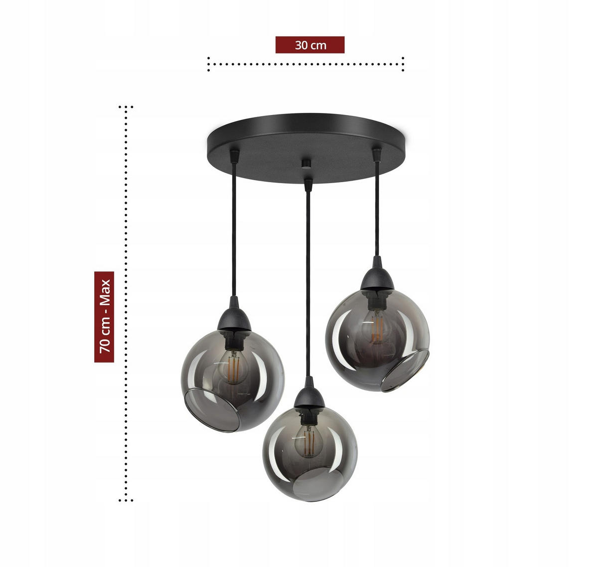 PENDELLEUCHTE Kogel - Transparent/Anthrazit, Glas/Metall (35/35/80cm) - kiki design
