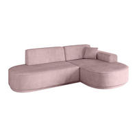 ECKSOFA Ottomane Rechts MARI-L1-v3 - 243x171x83 cm Rosa Cord - Schwarz/Rosa, Holzwerkstoff/Kunststoff (171/243cm) - ALTDECOR