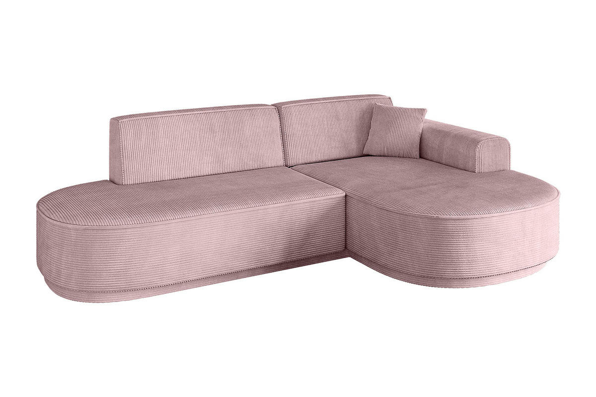 ECKSOFA Ottomane Rechts MARI-L1 - 232x163x73,5 cm Rosa Cord - Schwarz/Rosa, Holzwerkstoff/Kunststoff (234/163cm) - ALTDECOR