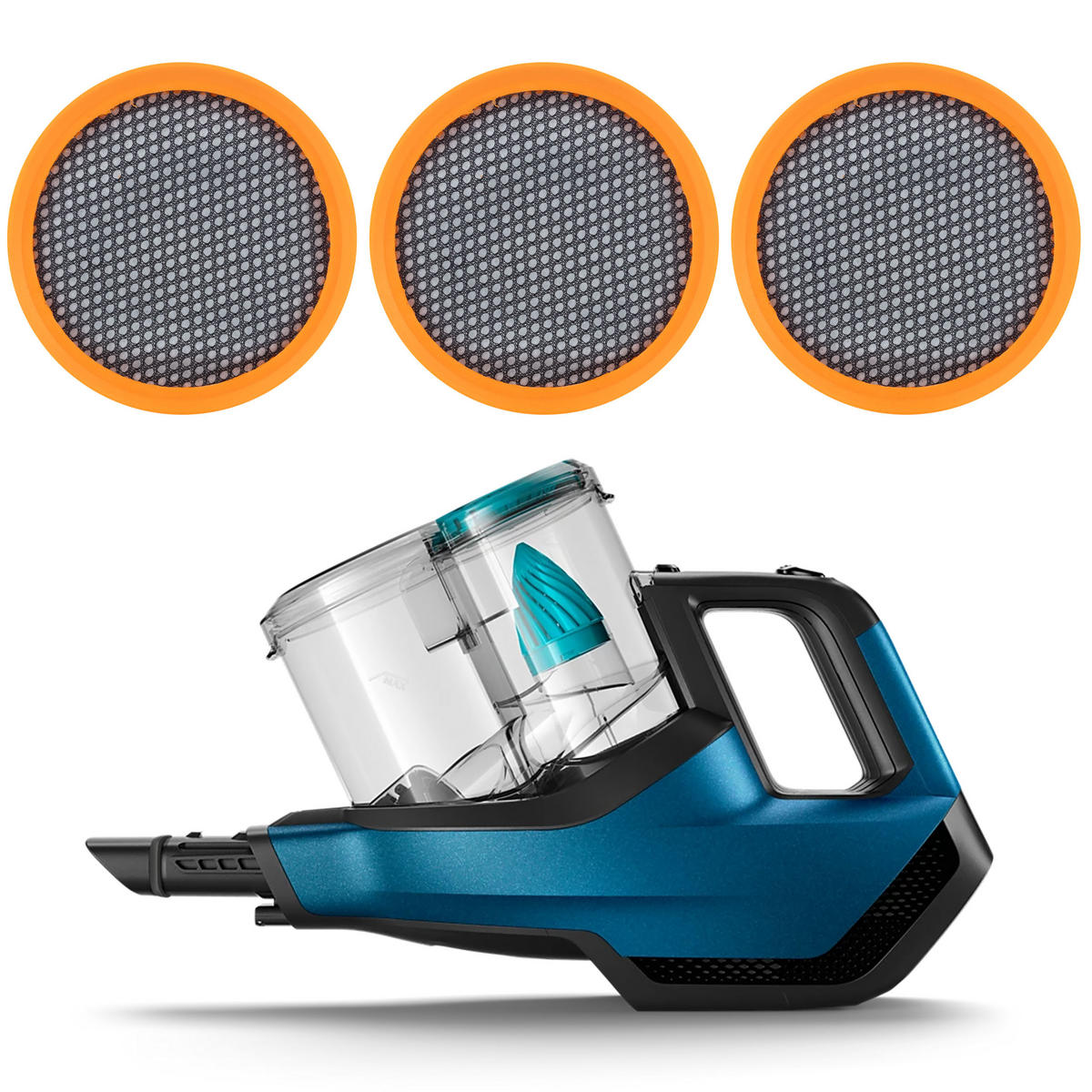 FILTER FC8009/01 - 3er-Set HEPA Ersatz, waschbar, Nass/Trocken, kompatibel mit FC6721-29 - Multicolor, Kunststoff/Metall (10/10/10cm)