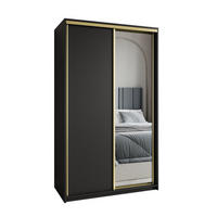SCHWEBETÜRENSCHRANK TAVI 120/205/60 cm 2-türig mit Spiegel Schwarz - Schwarz, Holzwerkstoff (120/205/60cm) - MASSENO