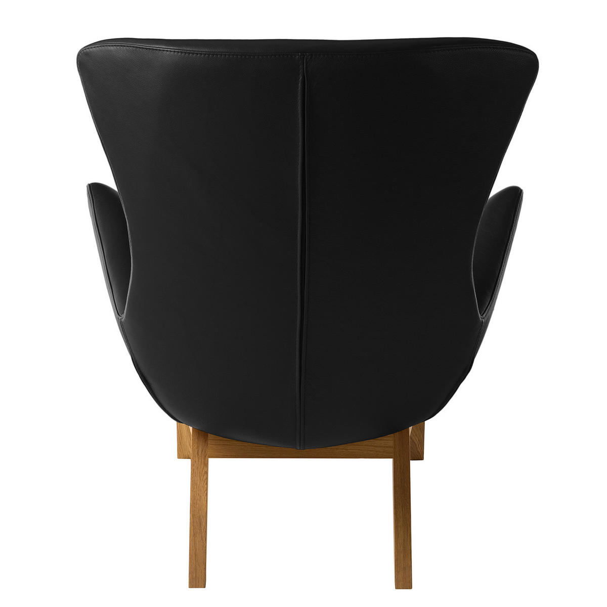 SESSEL mit Holzfüßen - Eichefarben/Schwarz, Leder/Eichenholz (84/99/96cm) - home24