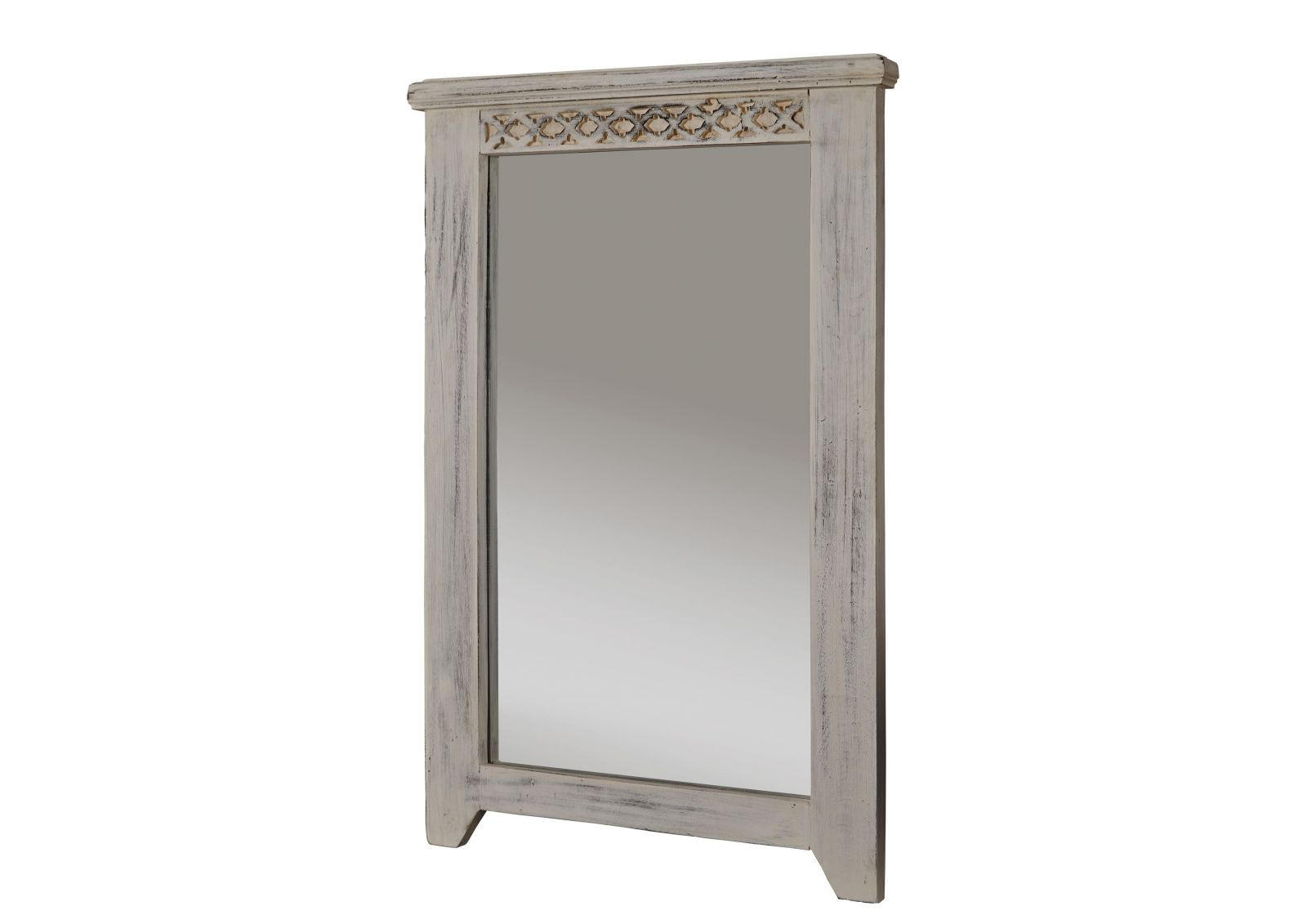 SPIEGEL Mango / Akazie 60x3x90 weiß gewachst CASTLE-ANTIK #227 - Weiß, Holz (60/90/3cm) - Massivmoebel24