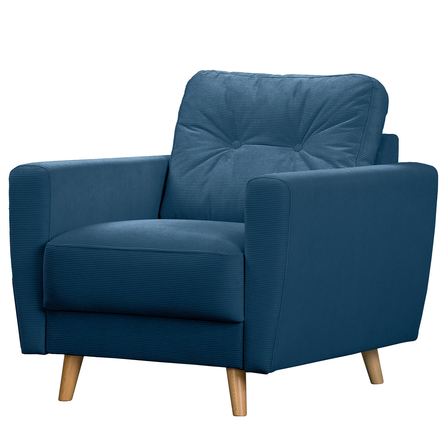 SESSEL - Blau/Honig, Holz/Textil (80/90/87cm) - home24