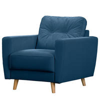 SESSEL - Blau/Honig, Holz/Textil (80/90/87cm) - home24