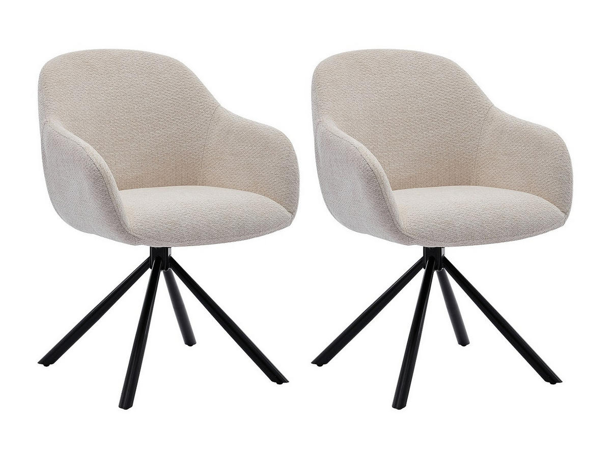 STUHL - 57 cm x 60 cm - Stoff - Cremefarben CILIENO - Creme, Textil (57/80/60cm) - Vente-Unique