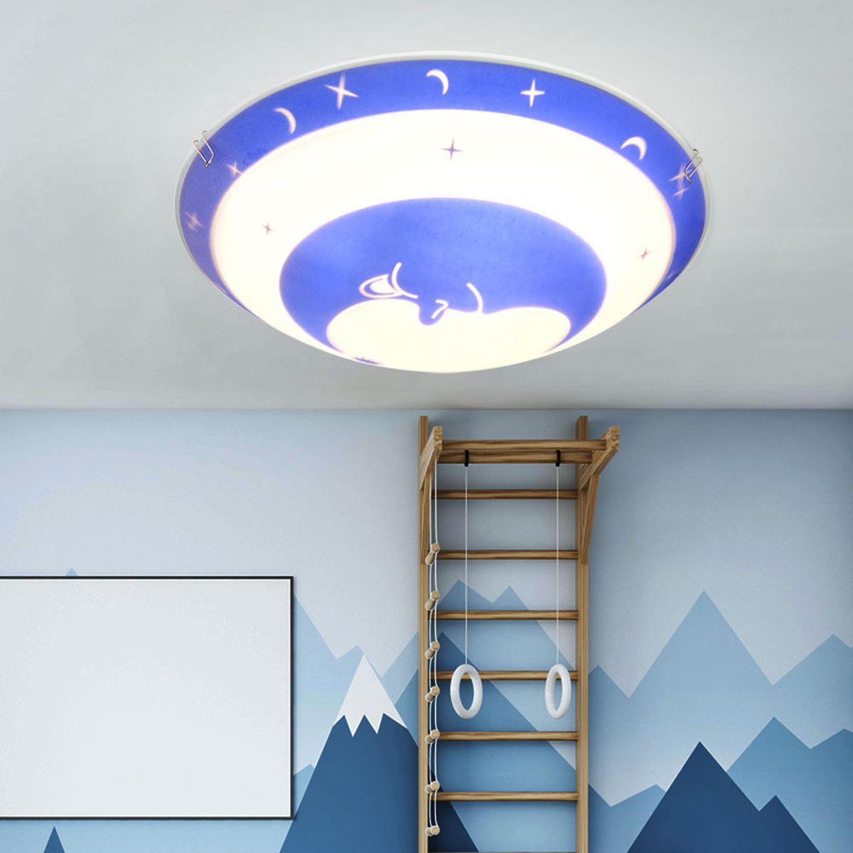KINDERDECKENLEUCHTE Metall Glas Blau Weiß - Blau, Glas/Metall (30/30/9cm) - Globo Lighting