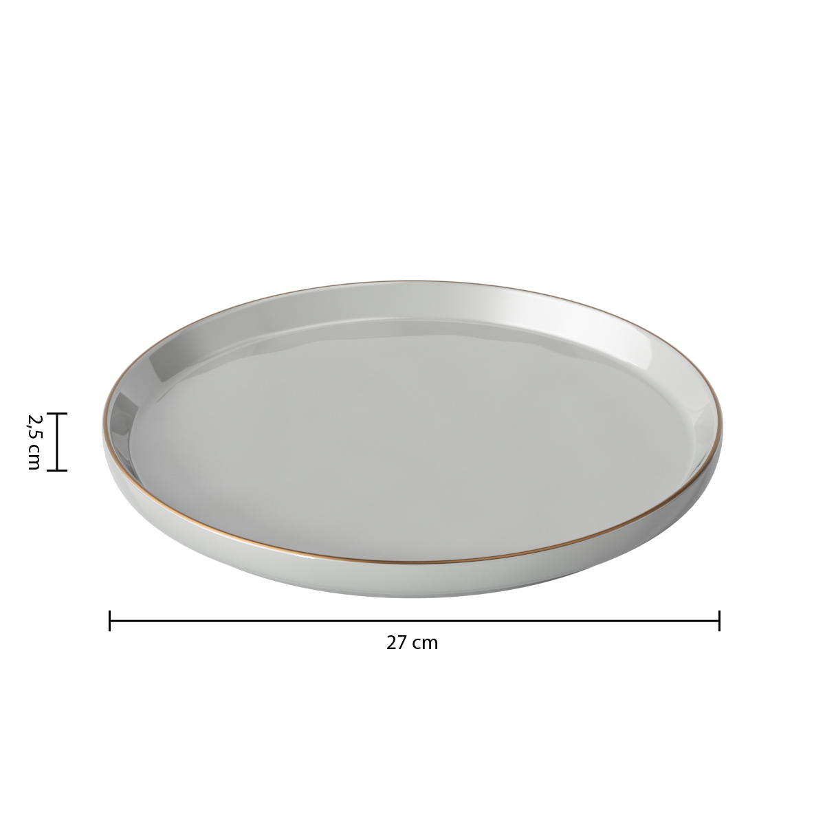 SPEISETELLER mit goldenem Rand Sublima Weiß 27/27/2,5 cm - Weiß, Keramik (27cm) - Secret de Gourmet