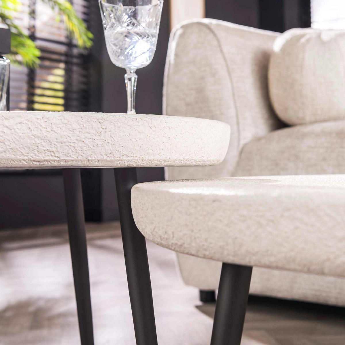 COUCHTISCH Ston Weiß 70/70/35 cm 2er-Set - Weiß, Stein (70/70/35cm) - Hoyz Collection