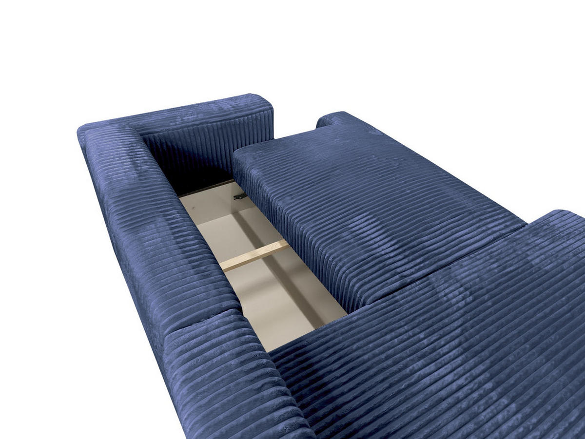 ECKSOFA Luna L links Dunkelblau aus Cord - Dunkelblau, Textil (271/195cm) - KS Home Concept