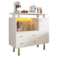 SIDEBOARD DE-37958 mit LED-Beleuchtung und 2 Glastüren Weiß - Weiß, Holzwerkstoff (80/80/35cm) - ComfortXL