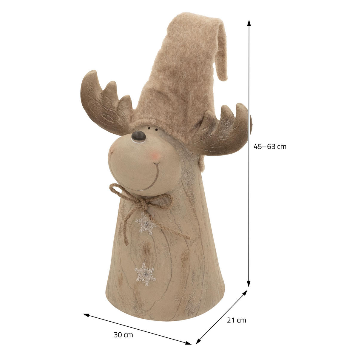 FIGURKA VÁNOČNÍHO SOBÍKA s LED osvětlením, vánoční dekorace do interiéru, výškově nastavitelná 45–63 cm, hnědá, vzhled dřeva - hnědá, kámen (30/63/21cm) - ECD-Germany