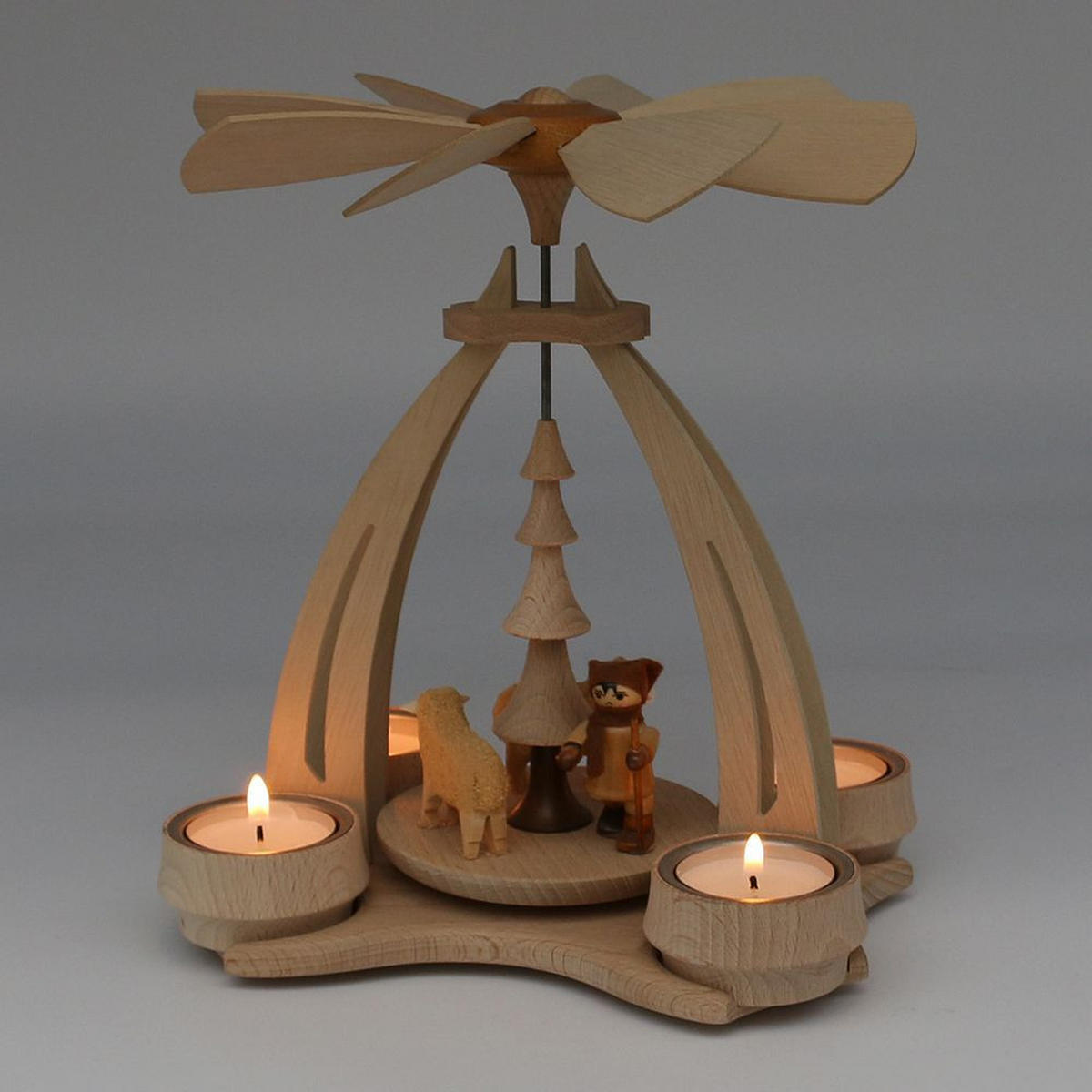 TISCH-PYRAMIDE Schafe Schäfer 14/18/24 cm - Multicolor, Holz (0.1/24/0.1cm) - Dekoteam24