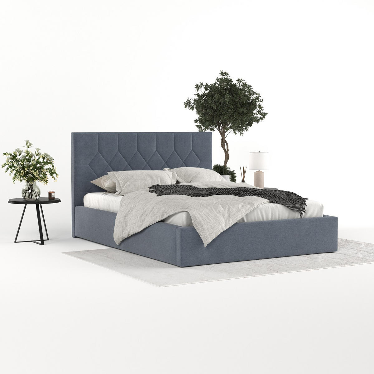 POLSTERBETT Brisa 180/200 cm Blau im Asti Stoff - Blau/Schwarz, Holz/Holzwerkstoff (180/200cm) - AltaBeds