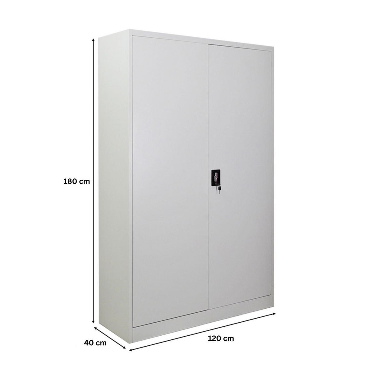 FLÜGELTÜRENSCHRANK Elephant 180x120x40cm 4 Ebenen Lichtgrau - Hellgrau, Metall (120/180/40cm) - PROREGAL