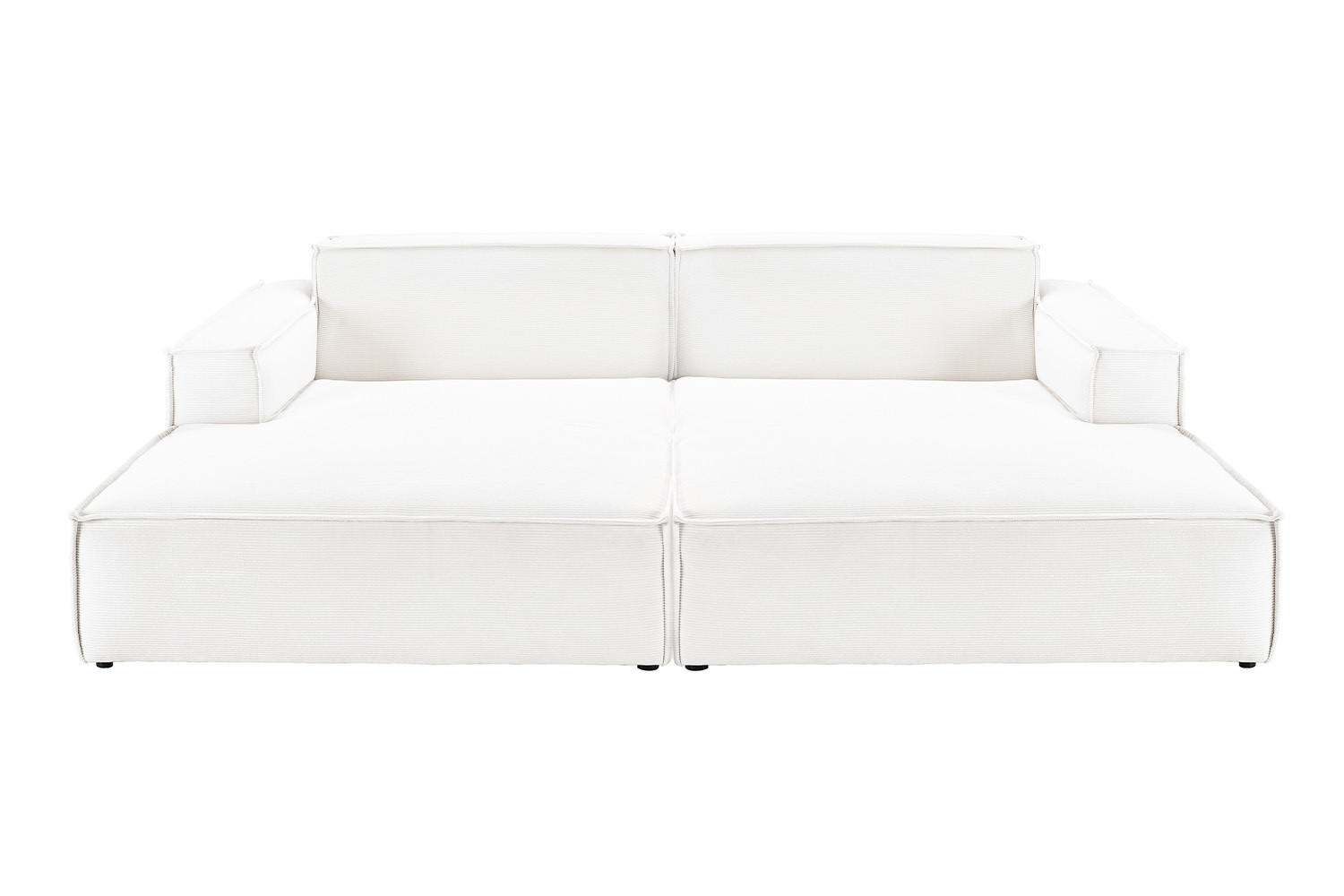 BIG SOFA SAMU Weiß Cord - Schwarz/Weiß, Textil (256/72/168cm) - KAWOLA