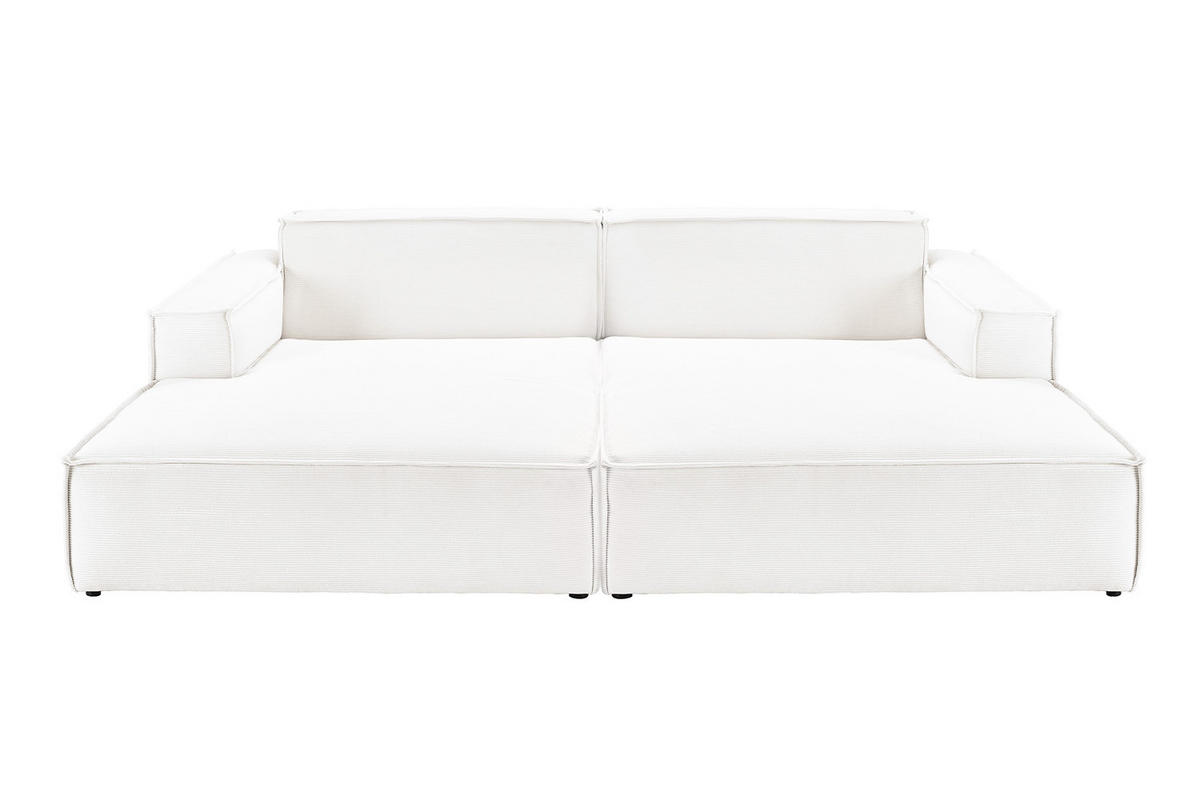 BIG SOFA SAMU Weiß Cord - Schwarz/Weiß, Textil (256/72/168cm) - KAWOLA