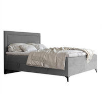 BOXBETT NERO 200/200 cm mit Matratze und Topper, Hellgrau - Hellgrau/Schwarz, Holzwerkstoff/Textil (200/200cm) - Idohome