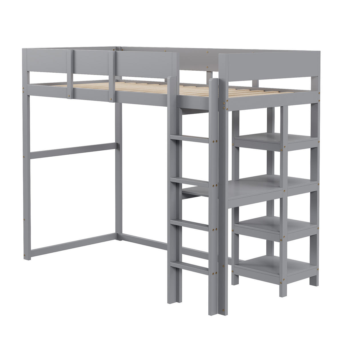 HOCHBETT 90/200 cm grau aus massivem Kiefernholz mit Ablage - Grau, Holz (90/200cm) - OKWISH