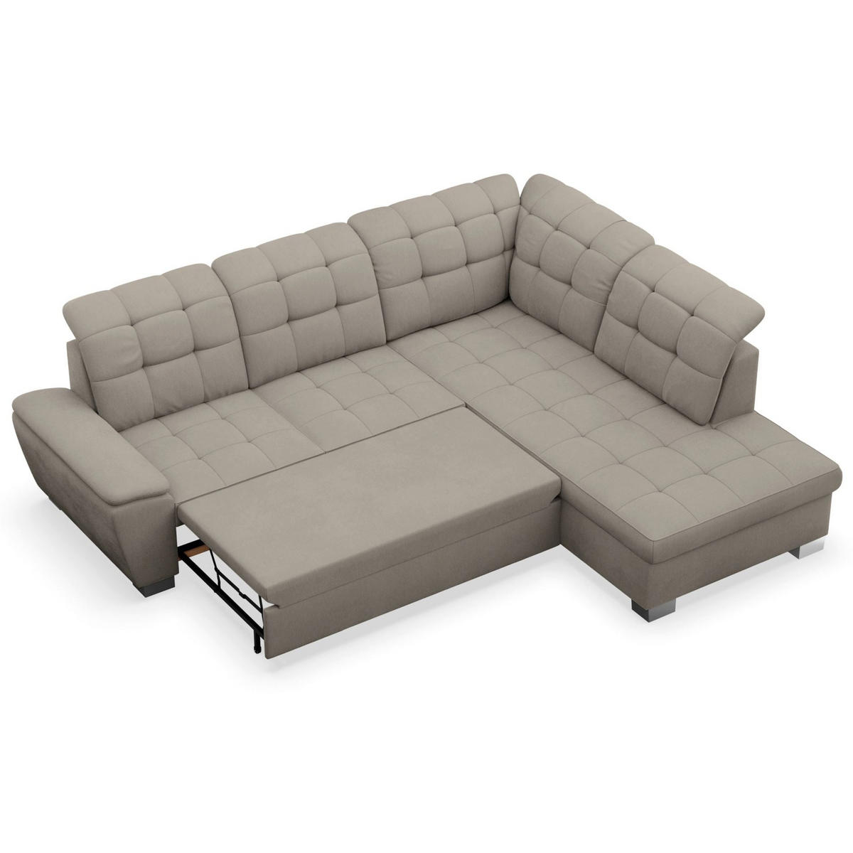ECKSOFA Jamaal Taupe rechtsseitig - Taupe/Schwarz, Textil (212/258cm) - Selsey