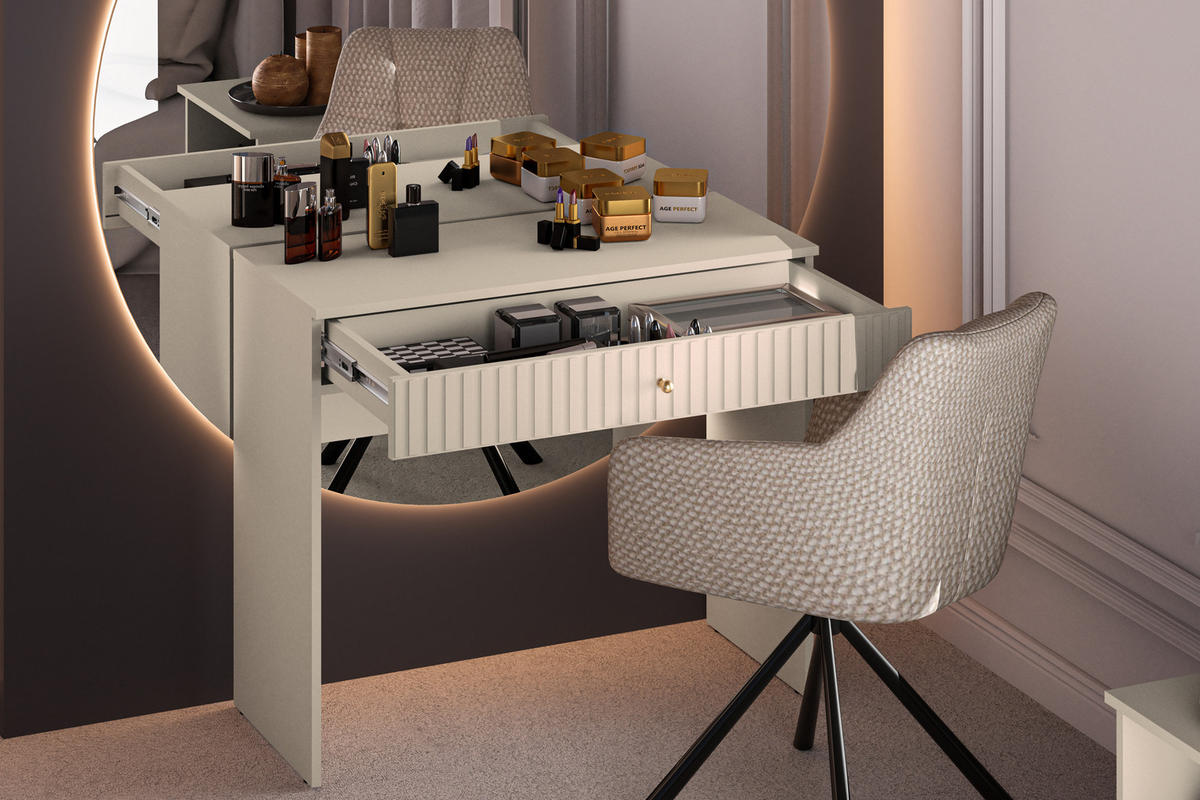 KONSOLENTISCH DROMA mit Schublade, Creme - Creme, Holz (40/92/78cm) - KONSIMO®