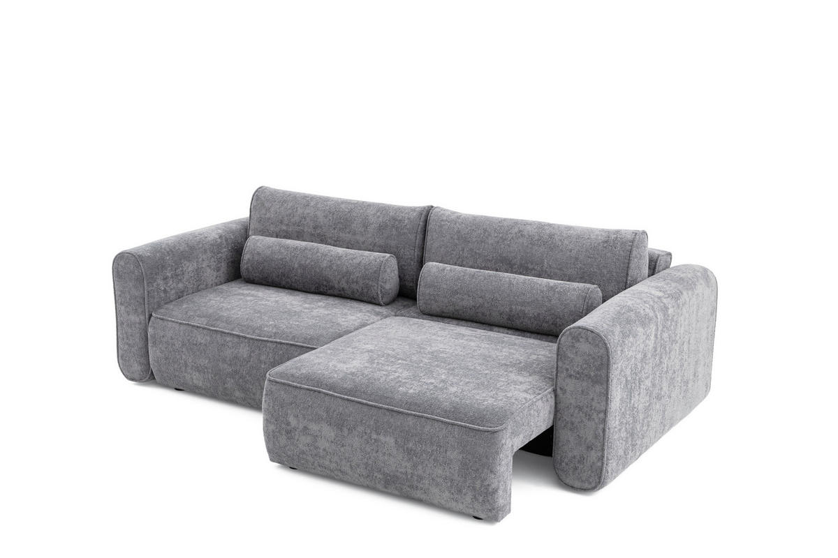 ECKSOFA Motion mit Schlaffunktion Funktional 3-sitzer Sofa - Dunkelgrau, Textil (250/120cm) - Muffo
