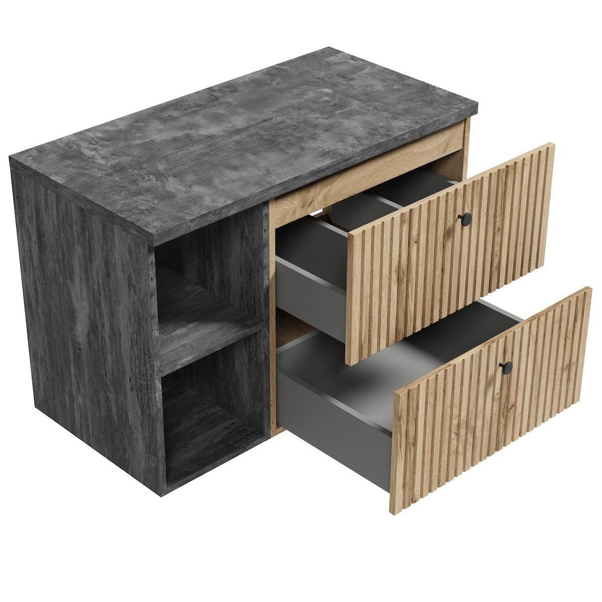 WASCHBECKENUNTERSCHRANK Saros 2 Schubladen Eiche - 90 x 45 x 61 cm - Eichefarben, Holz (90/61/45cm) - Badplaats