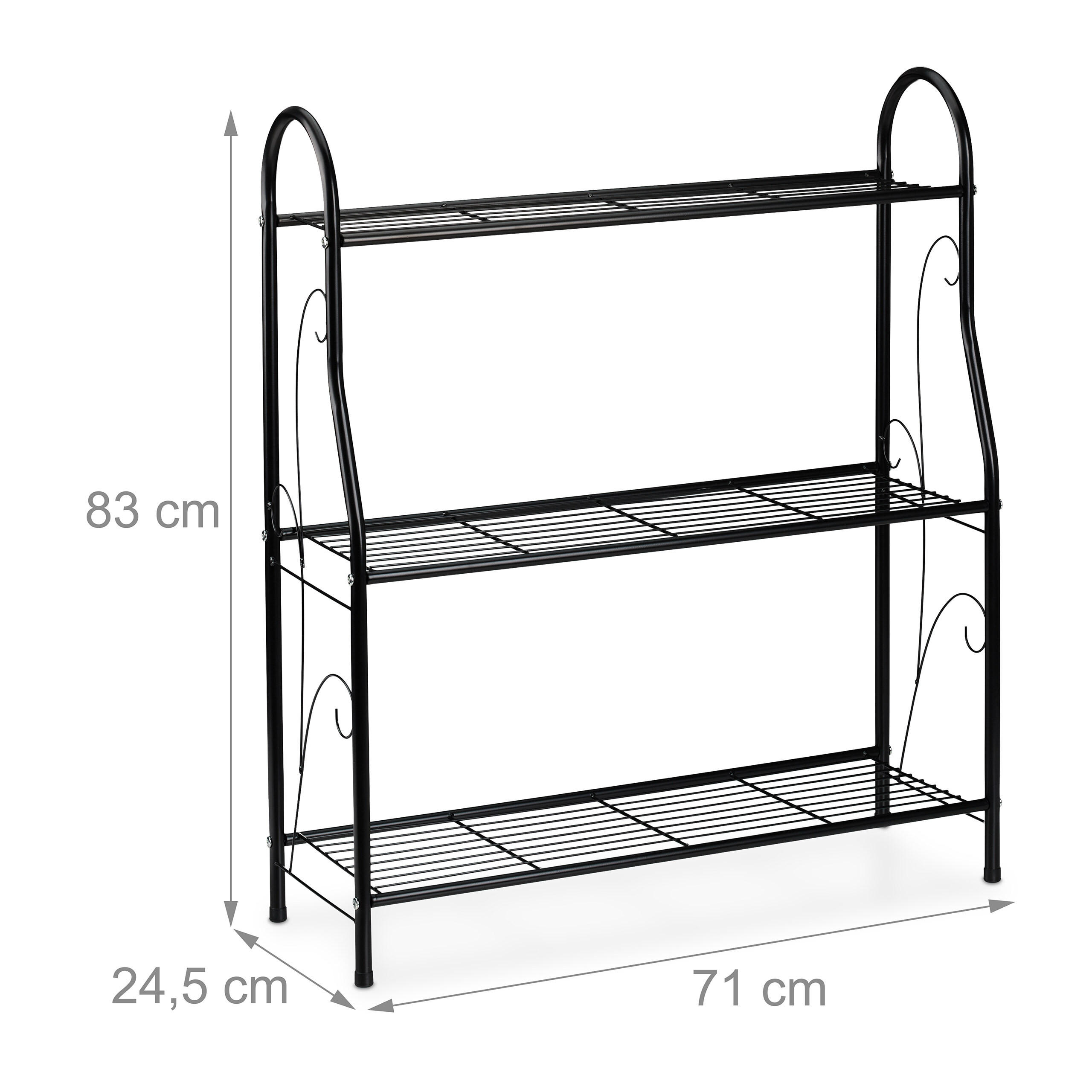 Thumbnail - Relaxdays Blumenregal, Schwarz, Metall, 71x83x24.5 cm, Wohnzimmer, Wohnzimmertische, Blumenständer