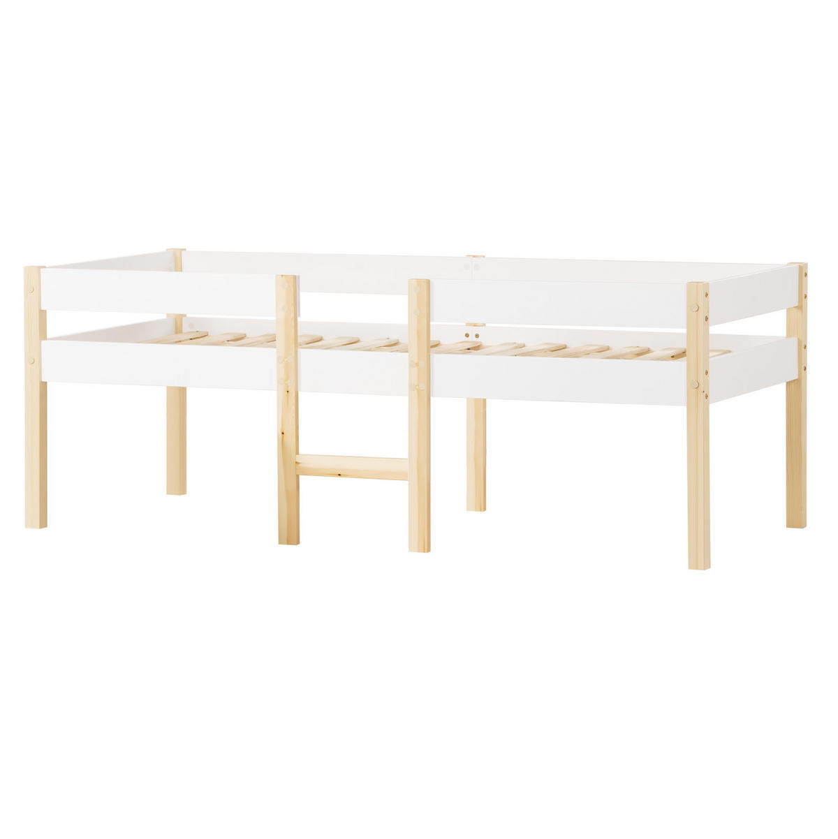 KINDERBETT 90/190 cm weiß Kiefernholz mit Schublade und Rausfallschutz - Weiß, Holz (90/190cm) - OKWISH