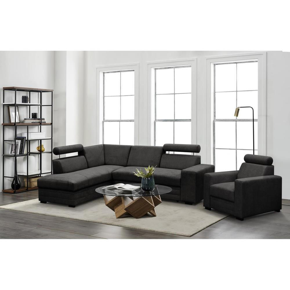 ECKSCHLAFSOFA Roma schwarz links - Schwarz, Textil (250/205cm) - Beautysofa