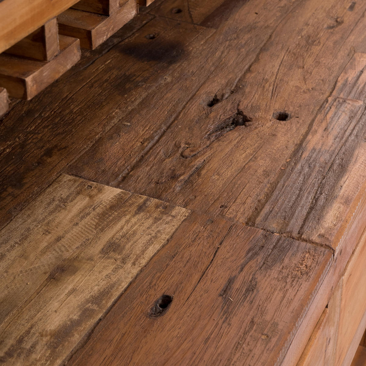 BARSCHRANK PUREWOOD Recyclingholz massiv, Vintage-Look 08 honigfarben gewachst - Honig, Holz (150/110/55cm) - DESIGN DELIGHTS